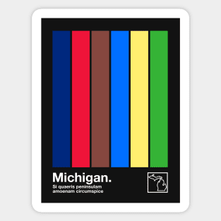 Michigan State Flag  // Original Minimalist Artwork Poster Design Sticker